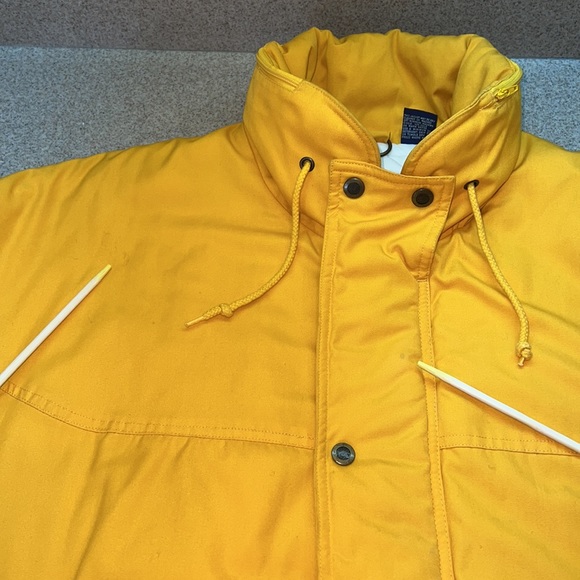 Vintage MIGHTY-MAC jacket w/hood in school bus yellow Sz. 42 unisex T-Bar Zipper - Picture 7 of 16